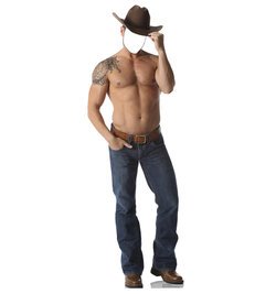 Shirtless Cowboy Standin Cardboard Cutout