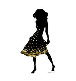 Silhouette Dancer Yellow Sparkles Cardboard Cutout