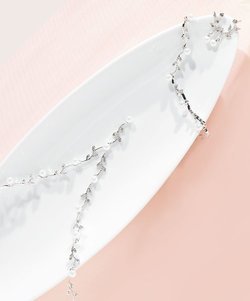 Silver Vine with White Pearl Wedding Bracelet