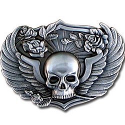 Skull & Wings Antiqued Belt Buckle