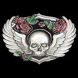 Skull & Wings Enameled Belt Buckle