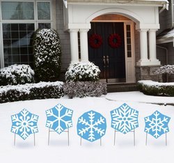 Snowflake Outdoor Yard Signs - Set of 5