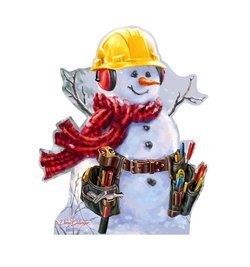 Snowman Construction Worker Dona Gelsinger Art Cardboard Cutout