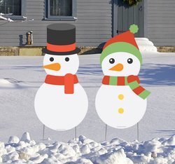 Snowman Outdoor Yard Signs - Set of 2