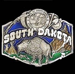 South Dakota Bison Enameled Belt Buckle