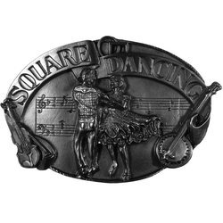 Square Dancing Antiqued Belt Buckle