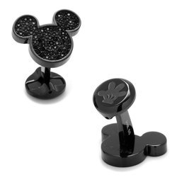 Stainless Steel Black Pave Crystal Mickey Mouse Cufflinks