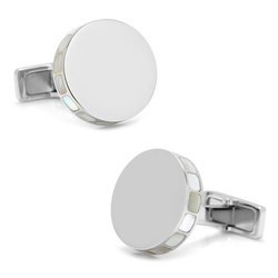 Stainless Steel Mother of Pearl Mosaic Engravable Cufflinks