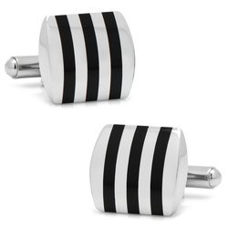 Stainless Steel Striped Onyx Cufflinks