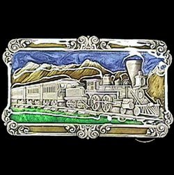 Steam Locomotive Enameled Belt Buckle