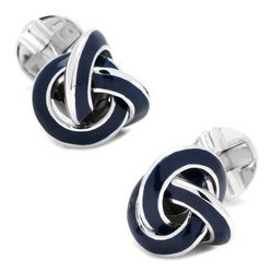 Sterling Blue Enamel Knot Personalized Cufflinks