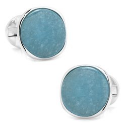 Sterling Silver Classic Formal Aquamarine Jade Cufflinks