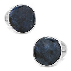 Sterling Silver Classic Round Goldstone Galaxy Cufflinks