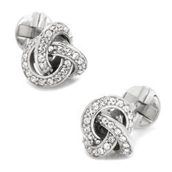 Sterling Silver Swarovski Pave Knot Cufflinks