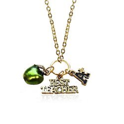 Teacher Charm Necklace in Gold