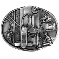 Telephone Worker Antiqued Belt Buckle