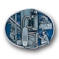 Telephone Worker Enameled Belt Buckle