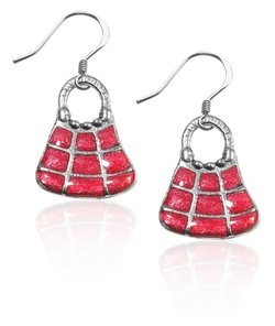 Tic-Tac-To Purse Charm Earrings in Silver