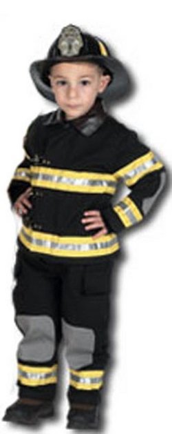 Toddler Fire Fighter Costume with Helmet- Black