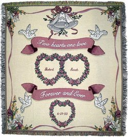 Two Hearts One Love Tapestry Throw
