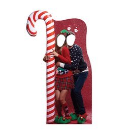 Ugly Christmas Sweater w/ Candy Cane Stand-in Cardboard Cutout