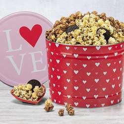 Valentine's Day Chocolate Popcorn Tin 2 Gallon - Chocolate Dreams Trio