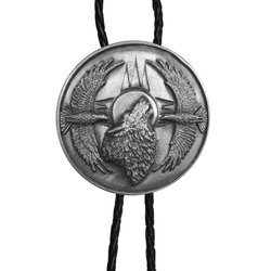 Wolf and Eagles Antiqued Bolo Tie
