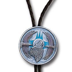 Wolf and Eagles Large Bolo Tie