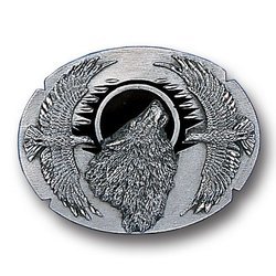 Wolf Head Enameled Belt Buckle