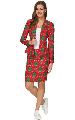 Women's Red Christmas Tree Suit