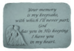 Your memory is my keepsake Engraved Angel Stone