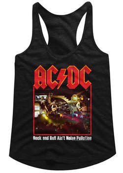 AC/DC Juniors Tank Top Rock And Roll Ain't Noise Pollution Black Racerback