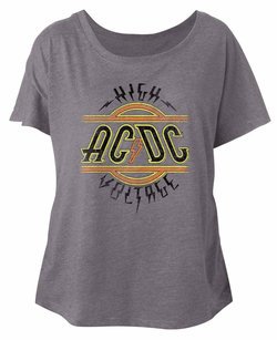 AC/DC Ladies Shirt High Voltage Dolman Athletic Heather T-Shirt