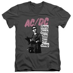 ACDC Slim Fit V-Neck Shirt Dirty Deeds Charcoal T-Shirt