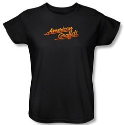 American Graffiti Ladies T-shirt Movie Neon Logo Black Tee Shirt