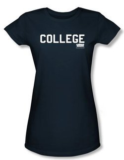 Animal House Juniors T-shirt Movie College Navy Blue Tee Shirt