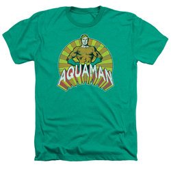 Aquaman Shirt Hands On Hips Heather Kelly Green T-Shirt