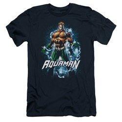 Aquaman Slim Fit Shirt Water Powers Navy T-Shirt