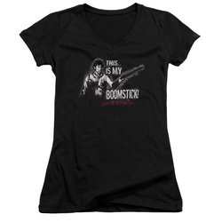 Army Of Darkness Juniors V Neck Shirt Boomstick Black T-Shirt