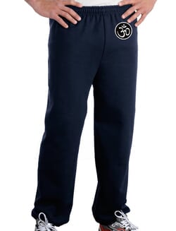 Click to get AUM Patch Mens Pants with Elastic Bottom Navy Hip Print