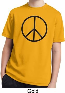 Basic Black Peace Kids Moisture Wicking Shirt