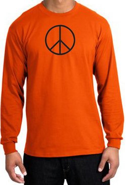BASIC PEACE BLACK Sign Symbol Adult Long Sleeve T-shirt - Orange