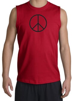 Click to get BASIC PEACE BLACK Sign Symbol Adult Muscle Shirt Shooter  Red
