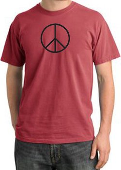 BASIC PEACE BLACK Sign Symbol Adult Pigment Dyed T-shirt - Dashing Red