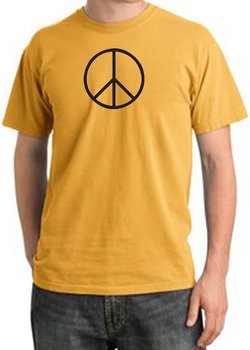 BASIC PEACE BLACK Sign Symbol Adult Pigment Dyed T-shirt - Mustard