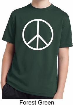Basic White Peace Kids Moisture Wicking Shirt