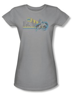 Batman And Robin Juniors T-shirt - Gotham Retro DC Comics Silver