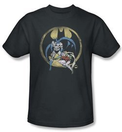 Batman And Robin T-shirt  - Team DC Comics Adult Charcoal