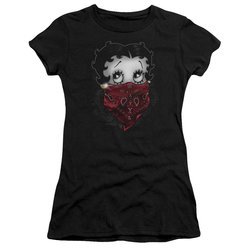 Betty Boop Juniors Shirt Bandana & Roses Black T-Shirt