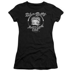 Betty Boop Juniors Shirt Chromed Logo Black T-Shirt